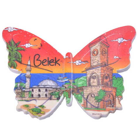 Toptan Belek Temalı Uv Baskılı Kelebek Şekilli Magnet 80x58 mm - 5