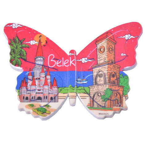 Toptan Belek Temalı Uv Baskılı Kelebek Şekilli Magnet 80x58 mm - 6