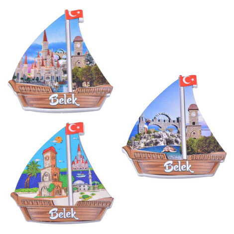 Toptan Belek Temalı Uv Baskılı Yelken Şekilli Magnet 77x80 mm - 3