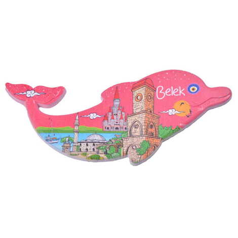 Toptan Belek Temalı Uv Baskılı Yunus Şekilli Magnet 110x50 mm - 6