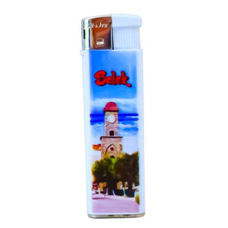 Belek Temalı UV Plastik Beyaz Baskılı Çakmak - 1