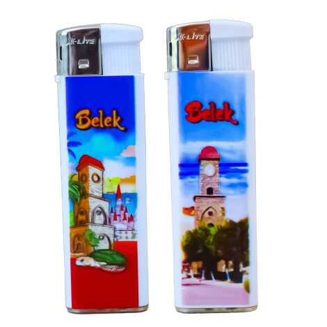 Belek Temalı UV Plastik Beyaz Baskılı Çakmak - 2