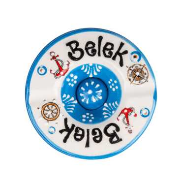 Belek Themed Traditional Ceramic Lidded Small Ashtray 110 mm - Standart - 2