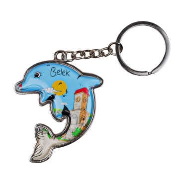 Belek Themed Dolphin Shaped Metal Keychain