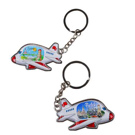 Belek Themed Airplane Shaped Metal Keychain - 2