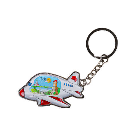 Belek Themed Airplane Shaped Metal Keychain - 3