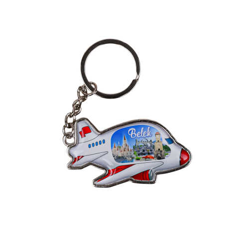 Belek Themed Airplane Shaped Metal Keychain - 4