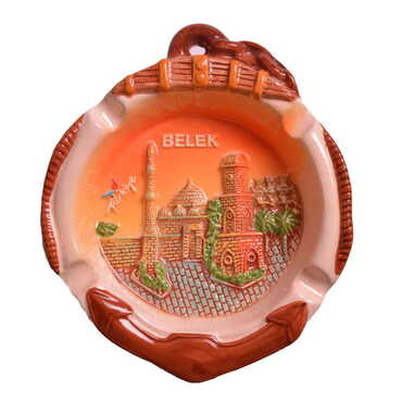 Myros - Belek Themed Anchor Shaped Ceramic Orange Ashtray