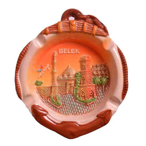 Belek Themed Anchor Shaped Ceramic Orange Ashtray