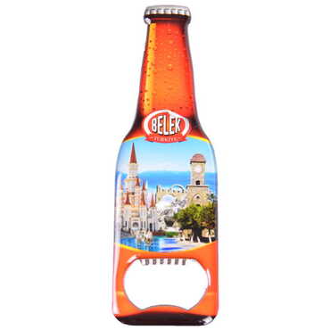 Belek Themed Beer Bottle Shaped Metal Magnetic Bottle Opener 130x39 mm - Thumbnail