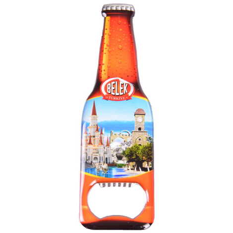 Belek Themed Beer Bottle Shaped Metal Magnetic Bottle Opener 130x39 mm