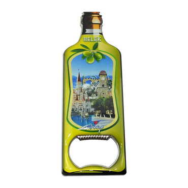 Belek Themed Bottle Shaped Metal Magnetic Bottle Opener 115x39 mm - Thumbnail