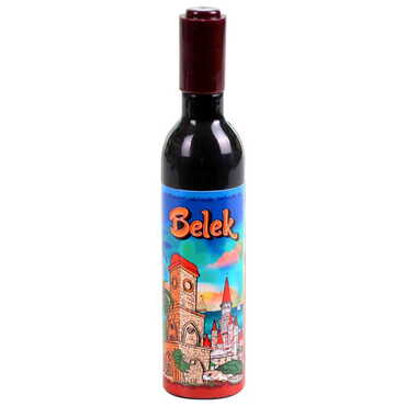 Belek Themed Bottle Shaped Metal Wine Bottle Corkscrew Opener-Magnetic 115x25x25 mm - Thumbnail