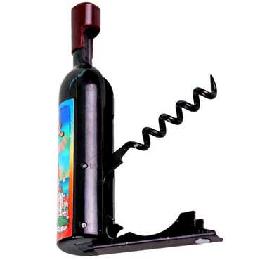 Belek Themed Bottle Shaped Metal Wine Bottle Corkscrew Opener-Magnetic 115x25x25 mm - Thumbnail