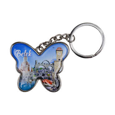 Belek Themed Butterfly Shaped Metal Keychain - 1