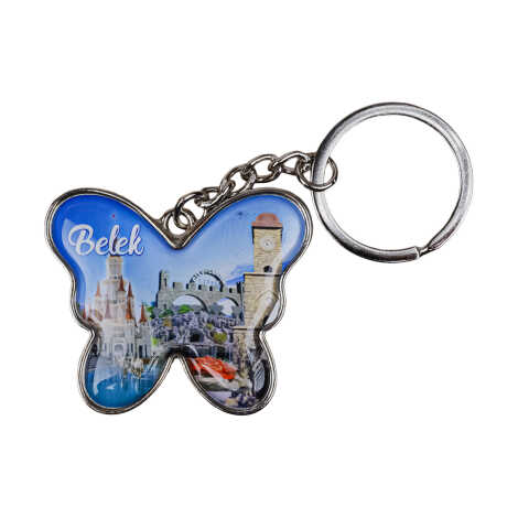 Belek Themed Butterfly Shaped Metal Keychain - 1