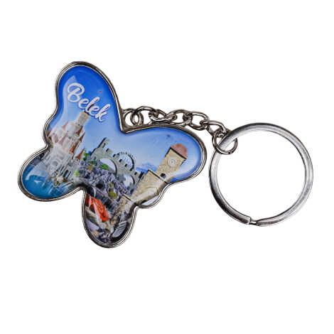 Belek Themed Butterfly Shaped Metal Keychain - 5