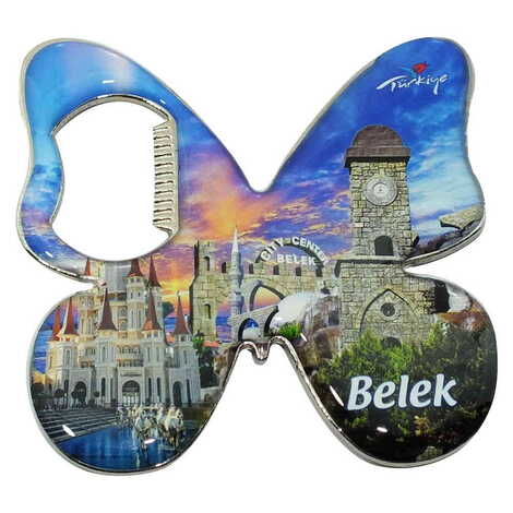 Belek Themed Butterfly Shaped Metal Magnetic Bottle Opener 70x70 mm