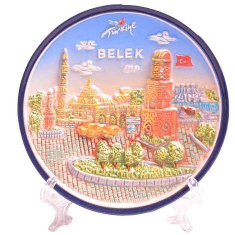 Belek Themed Ceramic Blue Decorative Plate 10 Cm