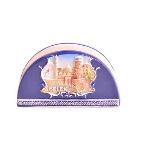 Belek Themed Ceramic Blue Napkin Holder