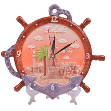 Myros - Belek Themed Ceramic Brown Anchor Clock