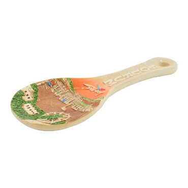 Belek Themed Ceramic Brown Spoon Rest 10Cm - Thumbnail