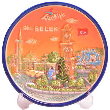 Myros - Belek Themed Ceramic Decorative Plate 15 Cm