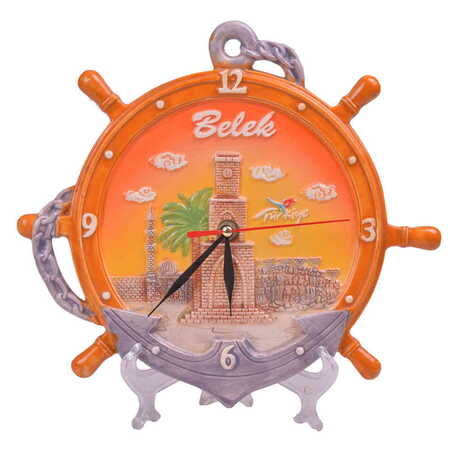 Belek Themed Ceramic Orange Anchor Clock