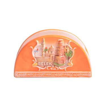 Myros - Belek Themed Ceramic Orange Napkin Holder