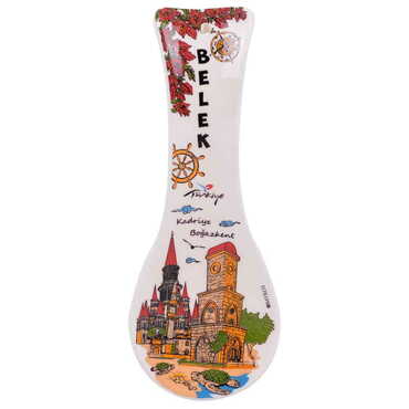 Belek Themed Ceramic Serigraphy Printed Spoon Rests - Thumbnail