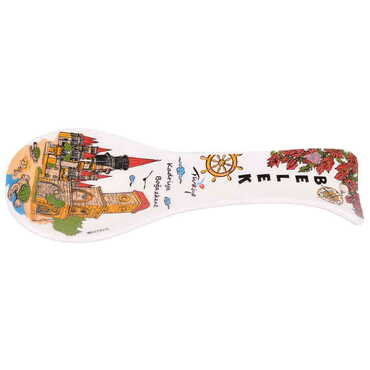 Belek Themed Ceramic Serigraphy Printed Spoon Rests - Thumbnail