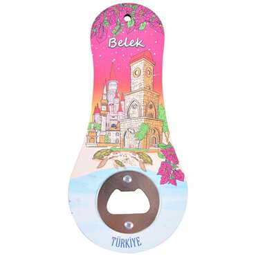 Belek Themed Classic Shaped Printed MDF Wooden Bottle Opener 170x79 mm - Thumbnail