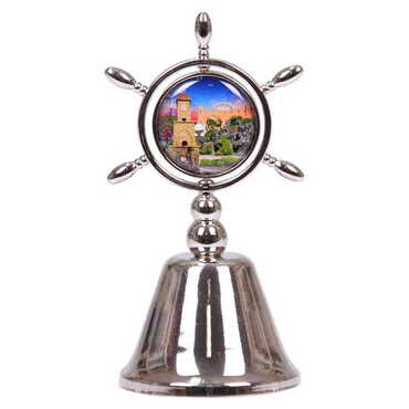 Myros - Belek Themed Collectible Souvenir Double Face Metal Spinner Rudder Bell 44x92 mm