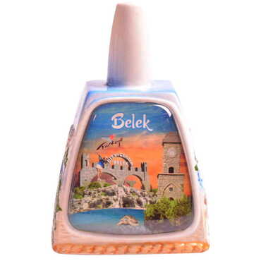 Belek Themed Collectible Souvenir Turkish Ceramic Bell - Thumbnail