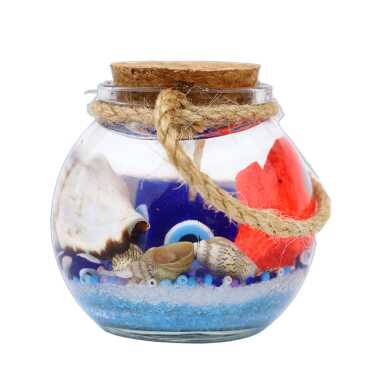 Belek Themed Cork Lid Glass Jar Small Gel Candle 6x6 cm - 7