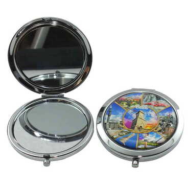 Belek Themed Customised Metal Epoxy Travel Make Up Compact Mirror 70x11 mm - Thumbnail