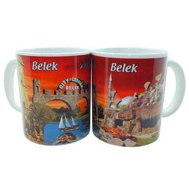 Belek Themed Customised Porcelain Souvenir Travel Mug 80x95 mm - Thumbnail