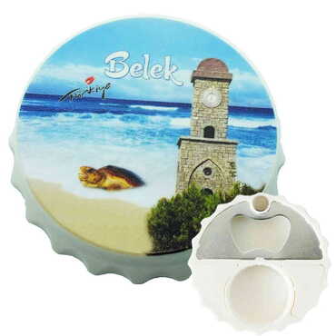 Belek Themed Customised Uv Printed Bottle Cap Shaped Plastic Base Bottle Opener 63x15 mm - Thumbnail