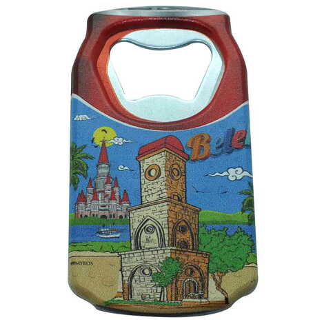 Belek Themed Customised UV Printed Coca Cola Bottle Shape Plastic Base Bottle Opener 43x80 mm