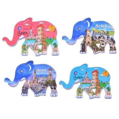 Belek Themed Customised UV Printed Plastic Base Elephant Shaped Fridge Magnet 86x62 mm - 2