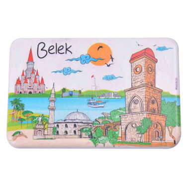 Belek Themed Customised UV Printed Plastic Base Rectangle Fridge Magnet 80x50 mm - Thumbnail