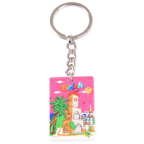 Belek Themed Customised UV Printed Plastic Base Rectangle Keyring 31x106 mm