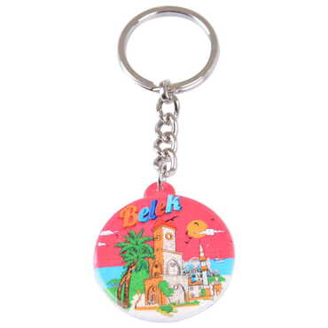 Myros - Belek Themed Customised UV Printed Plastic Base Square Keyring 38x100 mm