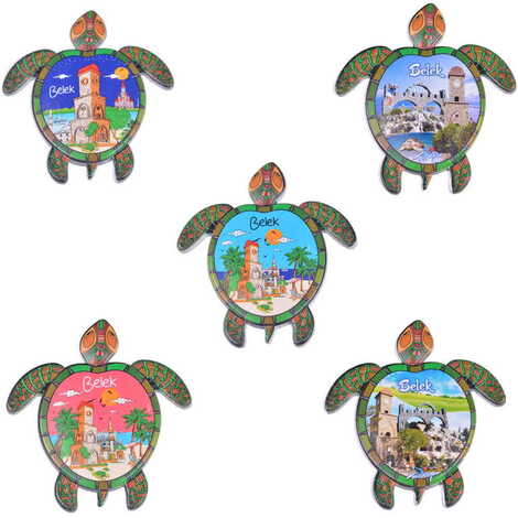 Belek Themed Customised UV Printed Plastic Base Turtle Shaped Fridge Magnet 80x74 mm - 2