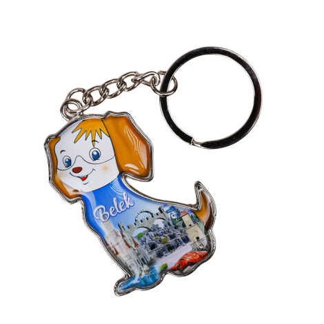 Belek Themed Dog Shaped Metal Keychain - 2
