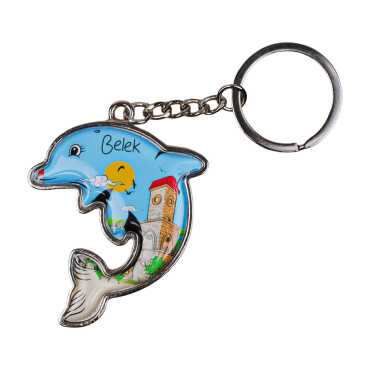 Belek Themed Dolphin Shaped Metal Keychain - 1