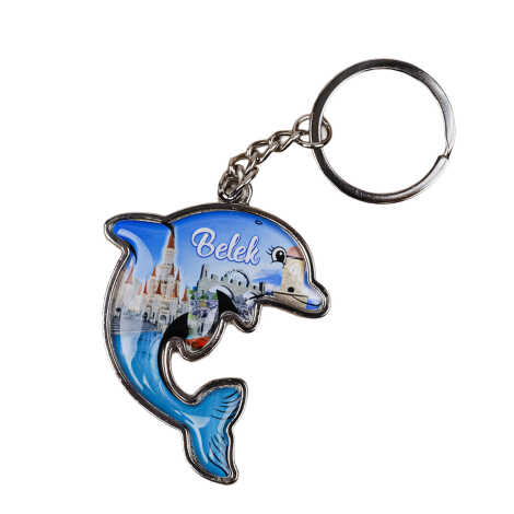 Belek Themed Dolphin Shaped Metal Keychain - 3