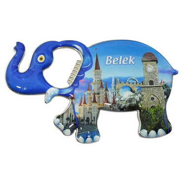 Myros - Belek Themed Elephant Shaped Metal Magnetic Bottle Opener 100x60 mm