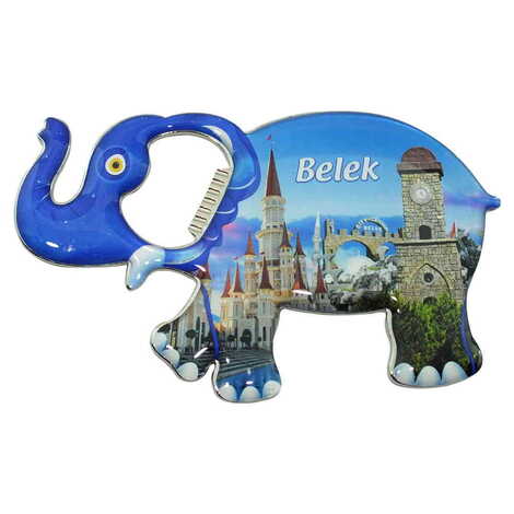 Belek Themed Elephant Shaped Metal Magnetic Bottle Opener 100x60 mm