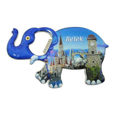 Belek Themed Elephant Shaped Metal Magnetic Bottle Opener 98x61 mm - Thumbnail